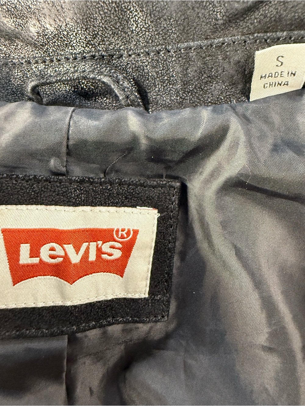 Levi's Black Faux Leather Moto Jacket with Silver Zip - Picture 5 of 14